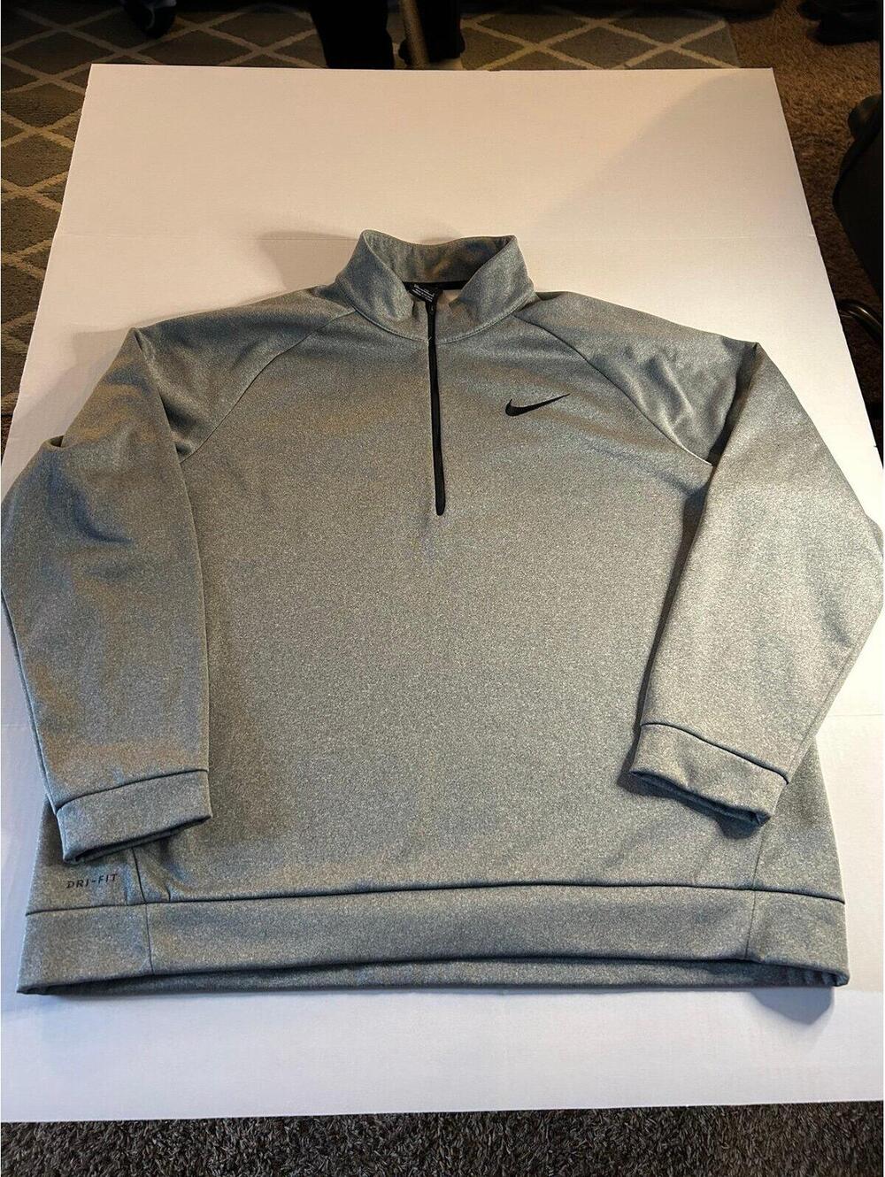 Nike Pullover Mens Sweatshirt Fleece Gray Therma Dri fit Size XXL